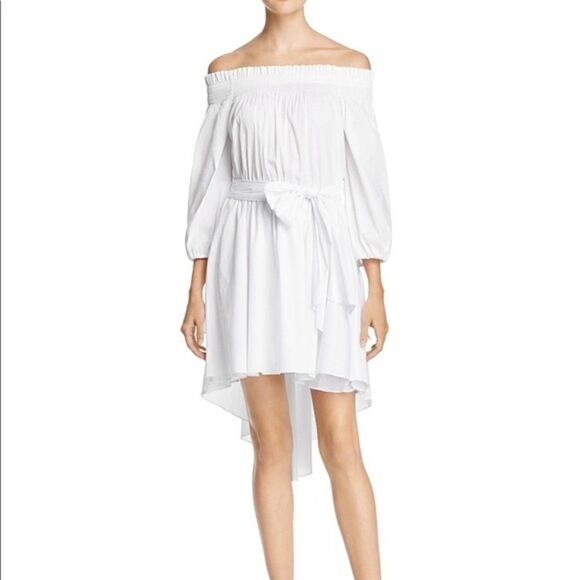OLIVACEOUS Greek island white Off Shoulder dress High- Low Hem Size M - Picture 1 of 3